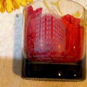 Set of six Terre Haute Indiana merchants national bank 10 ounce glasses.